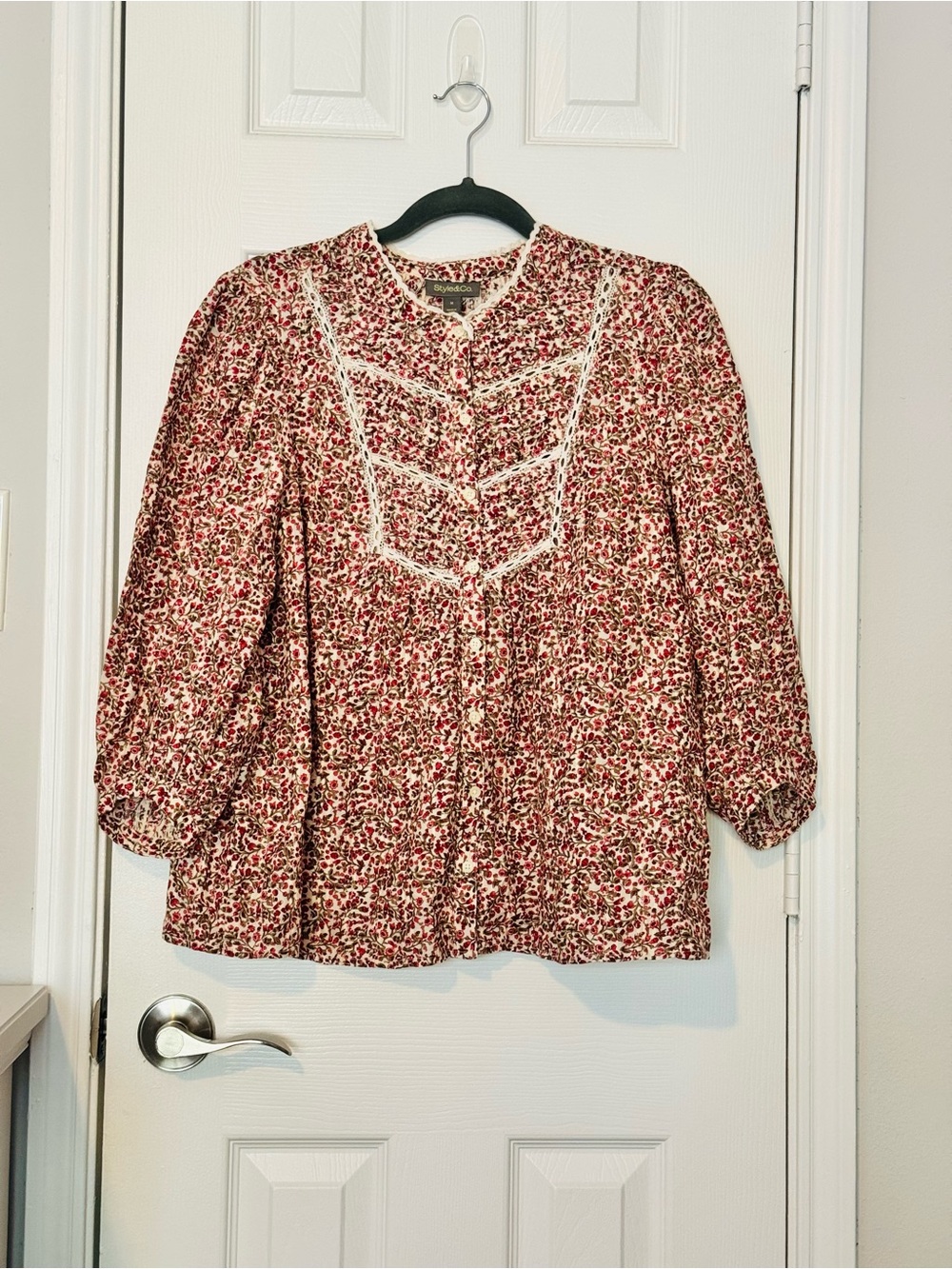 Style and Co. boho chic prairie style floral peasant blouse M